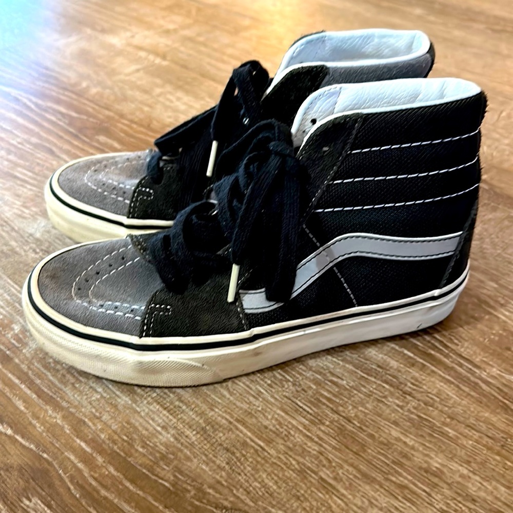 Grey and Black. High Top Vans. boys.